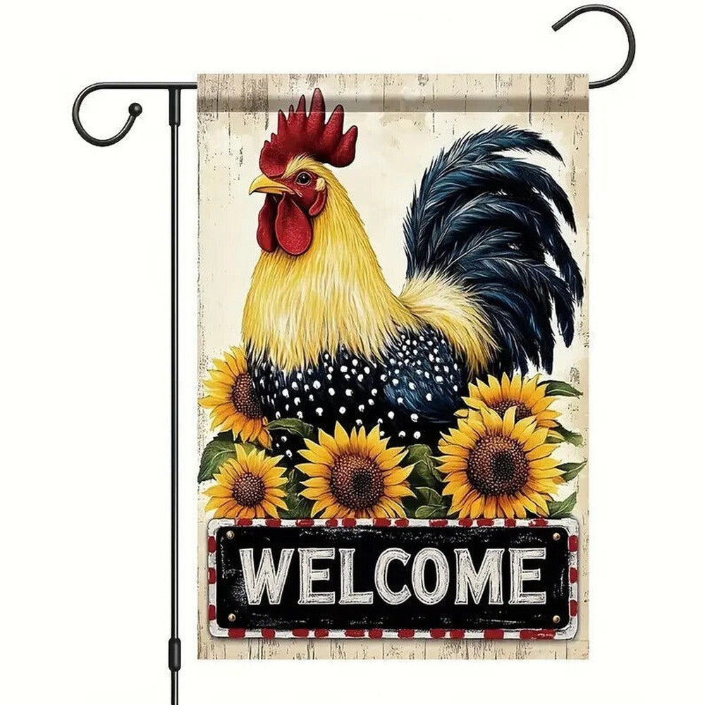 Welcome Rooster & Sunflowers Garden Flag Double-Sided 12" x 18" NEW! Home & Garden:Yard, Garden & Outdoor Living:Décor:Flags Style Your Walls
